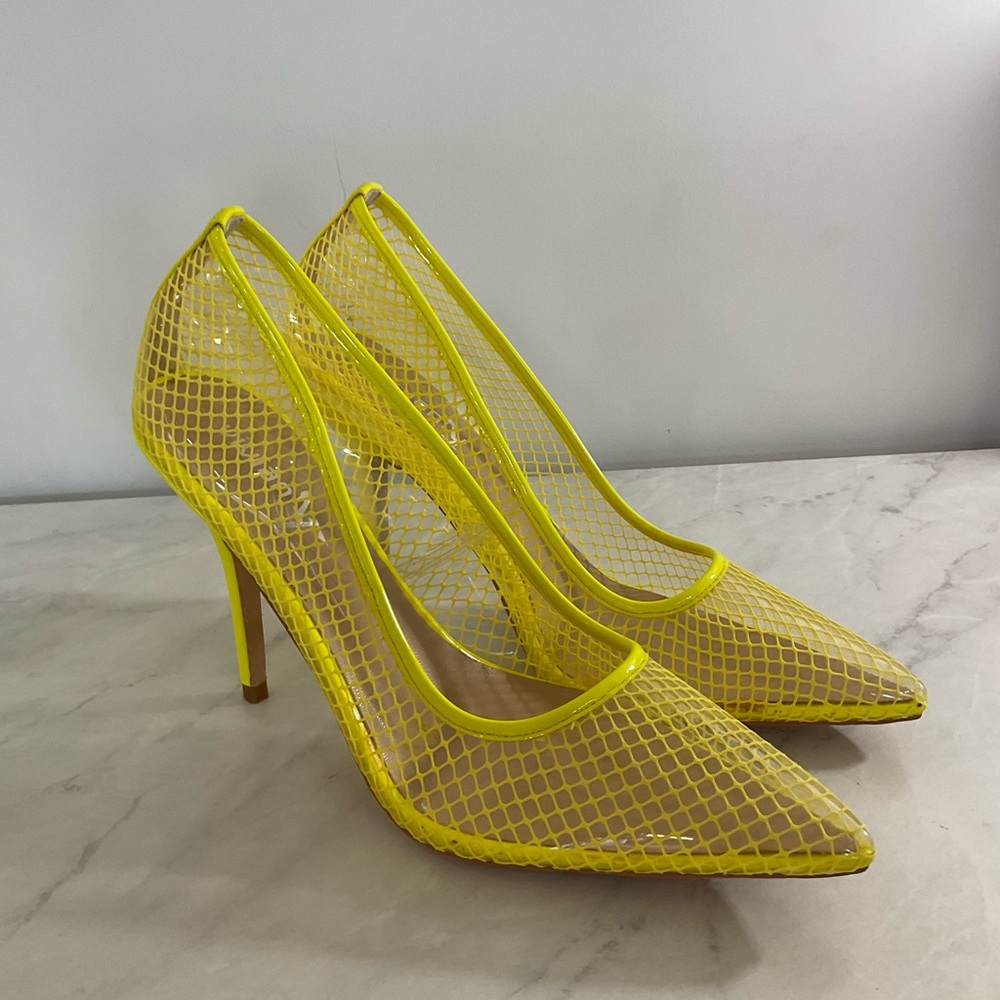 Viviana Vibrant Yellow Mesh Heels - NEW 8.5